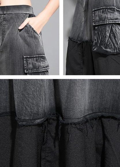 Unique Cotton Fitted Street Personality Chiffon Stitching A-line Skirt