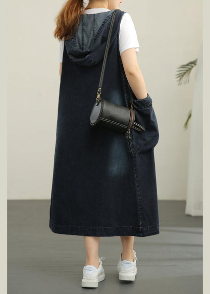 V-neck Denim Dress Double Pocket Loose Large T-shirt Two Piece Set
