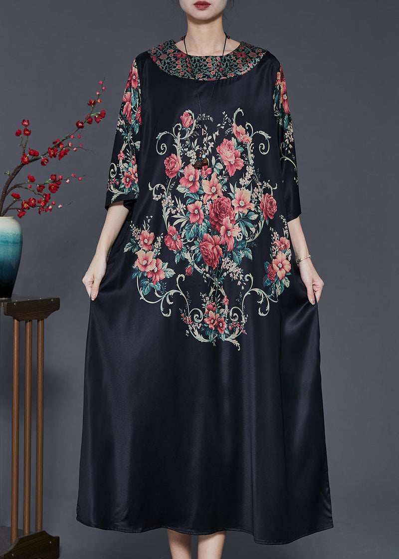 Black Oversized Silk Dresses Summer