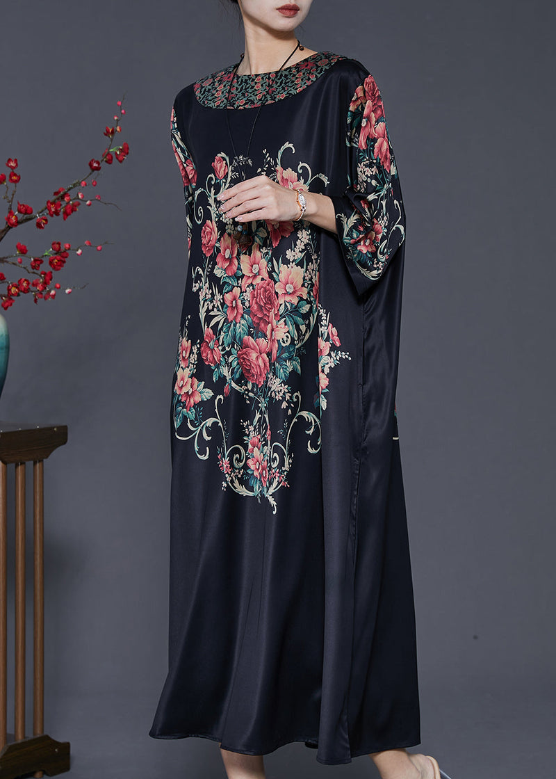 Black Oversized Silk Dresses Summer