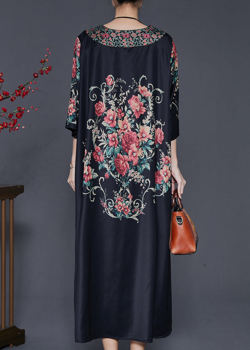 Black Oversized Silk Dresses Summer
