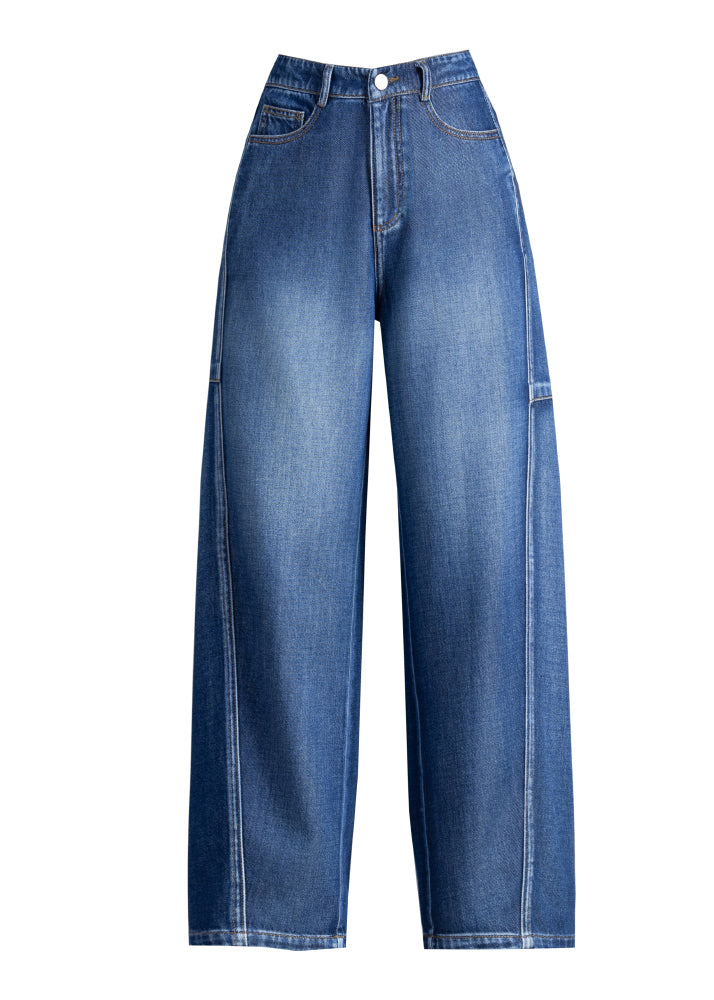 Blue Oversized Patchwork Denim Pants Spring