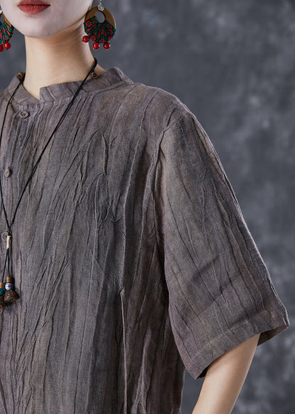 Chocolate Asymmetrical Tie Dye Linen Two Pieces Set Summer