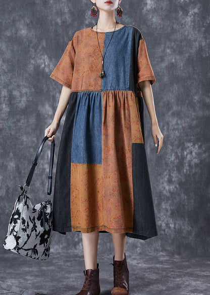 Colorblock Oversized Denim Patchwork Cotton Dress Summer