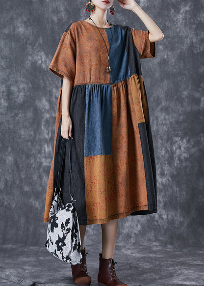Colorblock Oversized Denim Patchwork Cotton Dress Summer