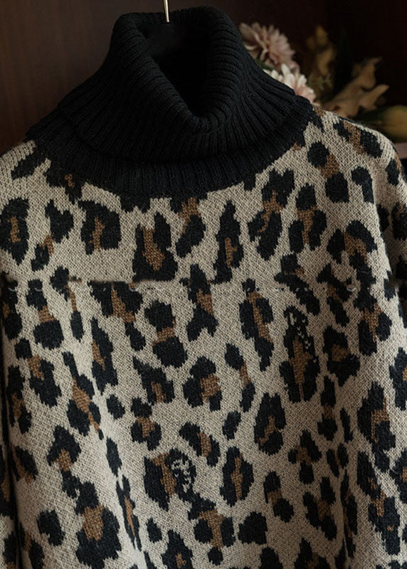 Drawstring Print Thick Wool Knit Sweater Fall