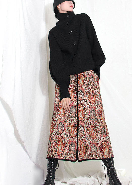 French Print Fine Cotton Filled Skirts Winter