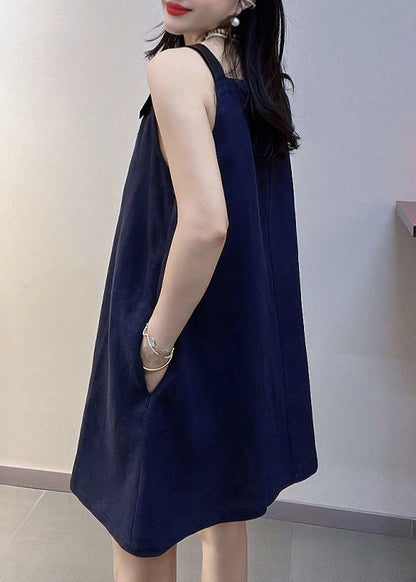 Navy Oversized Cotton Mini Dresses Summer