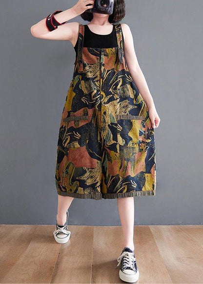 Navy Print Button Summer Romper