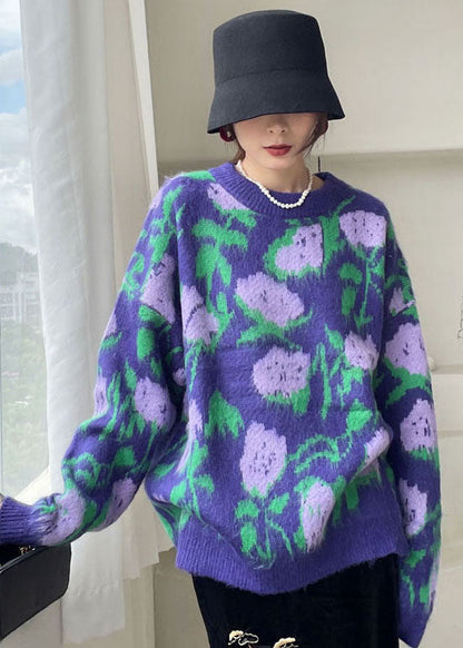 Purple Knit Sweaters Winter