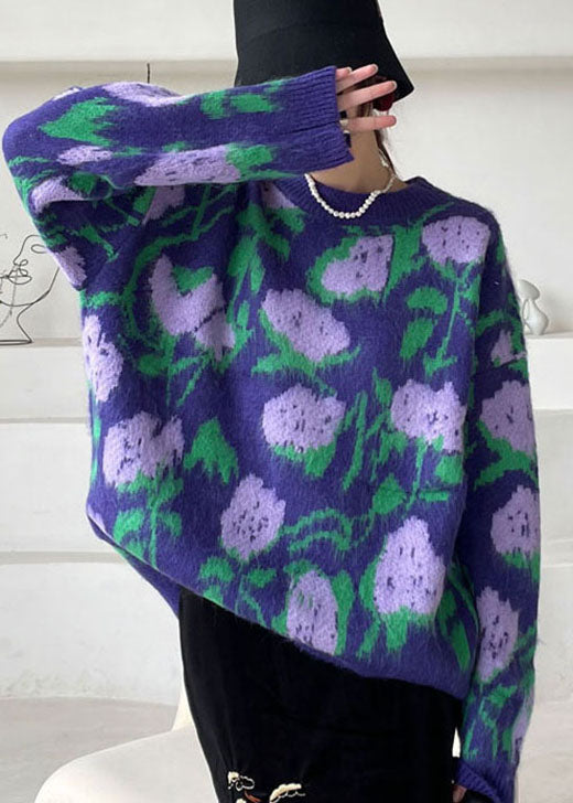 Purple Knit Sweaters Winter