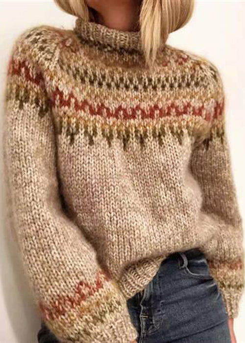 Red Striped Cozy Knit Sweaters Spring