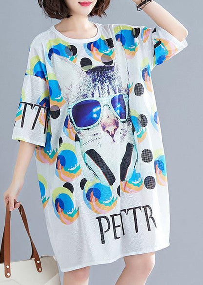 White Graphic Print Dress Summer