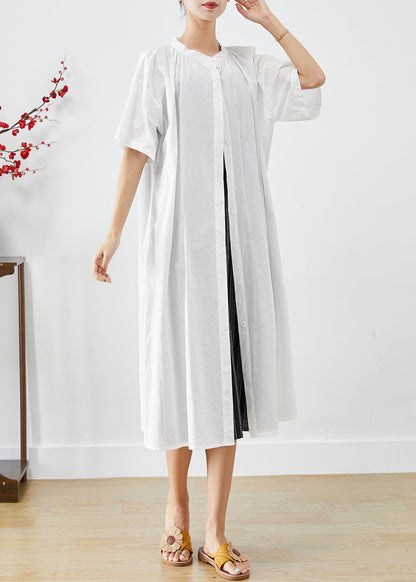 White Oversized Cotton Cardigan and Dress Two Piece Set Summer