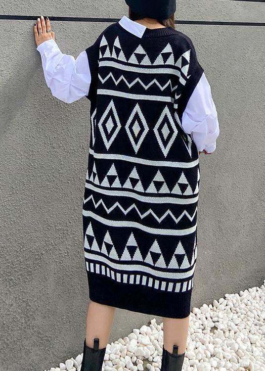 Black Geometric Sweater Wardrobes V Neck Diy Sweater Dress
