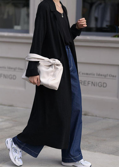 Black Oversized Patchwork Knitted Coat
