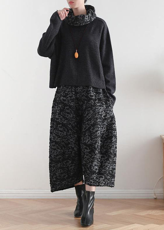 Black Tops High Neck Knitwear Batwing Sleeve Top