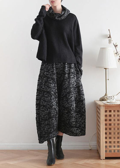 Black Tops High Neck Knitwear Batwing Sleeve Top