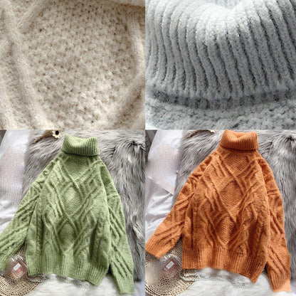 Blue Clothes Warm High Neck Knitwear