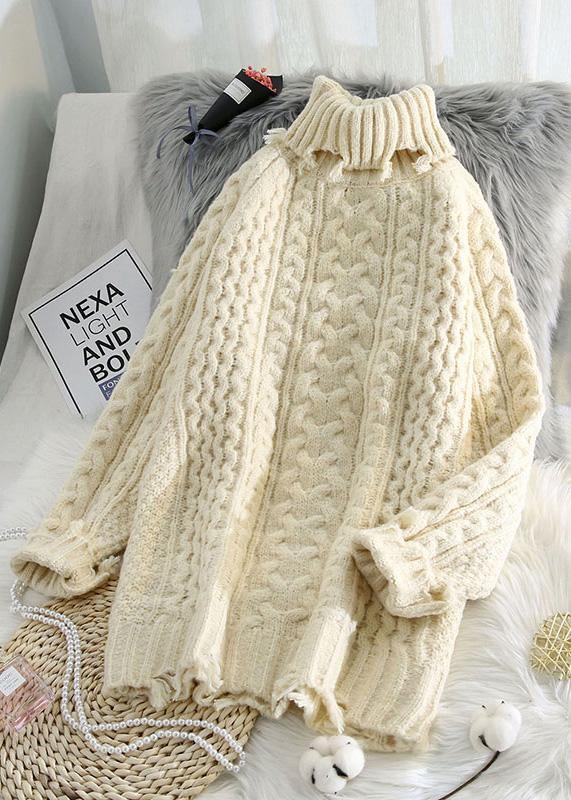 Blue Knit Blouse Spring High Neck Knit Sweat Tops
