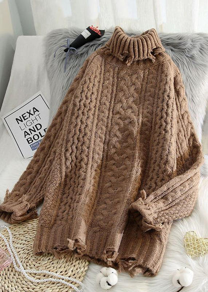 Blue Knit Blouse Spring High Neck Knit Sweat Tops