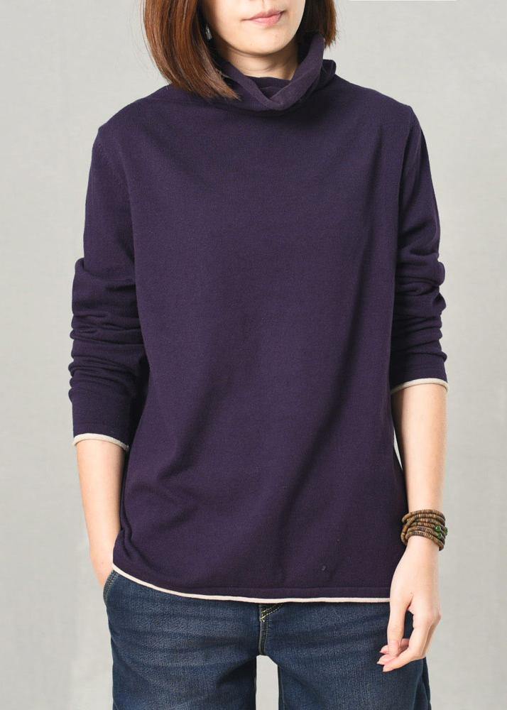 High Neck Sweater Knit Tops Chocolate