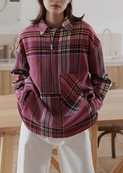 Plaid Woolen Sweater Female Winter Korean Version of the Loose Warm Top