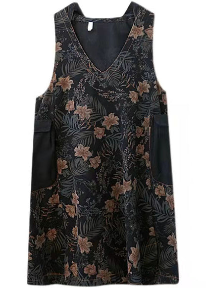 Denim Print Pockets Dress Summer Cotton Dress