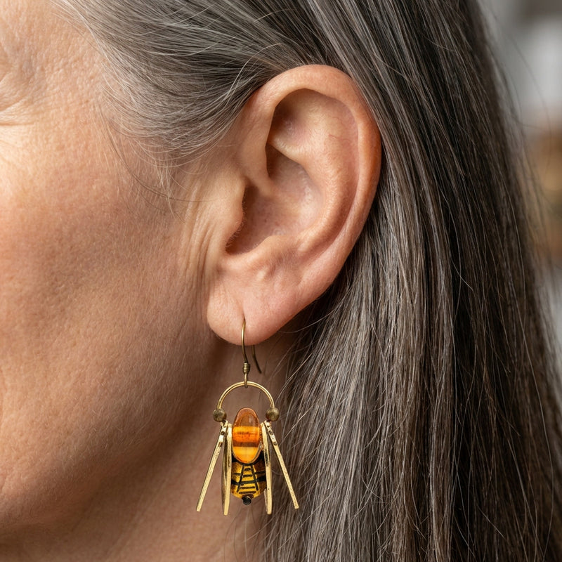 Amber Bee Earrings