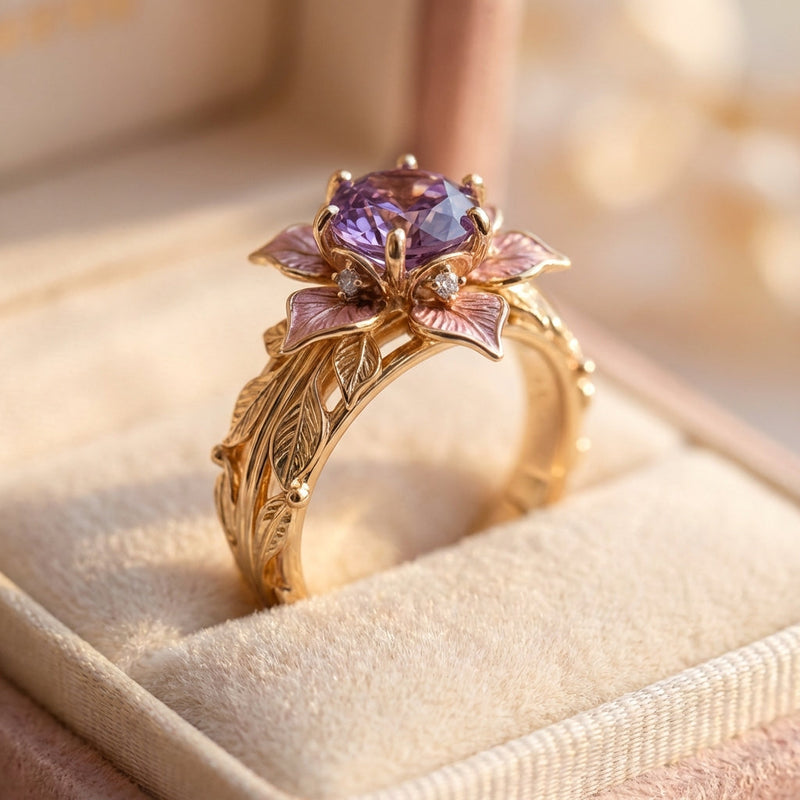 Vintage Amethyst Flower Ring