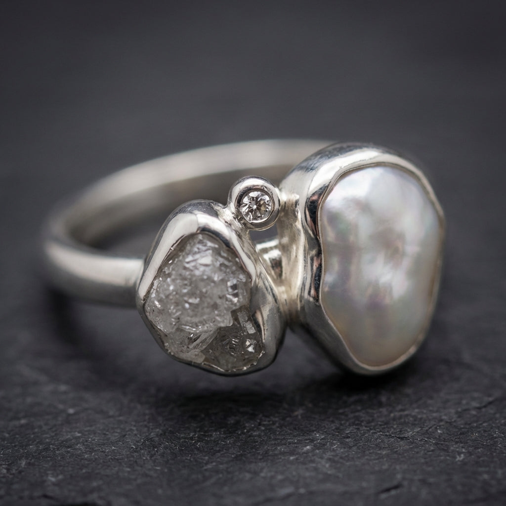 Vintage Baroque Pearl Silver Ring