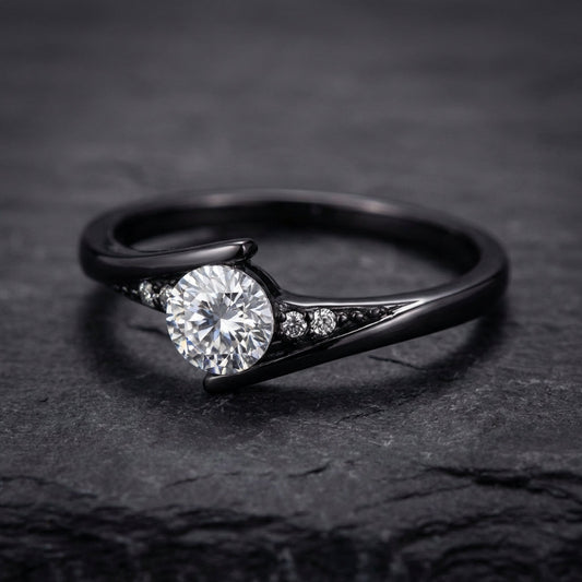 Vintage Black Gold Crystal Ring