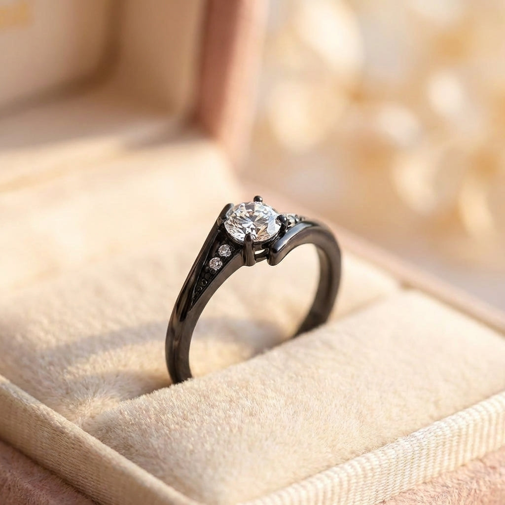 Vintage Black Gold Crystal Ring