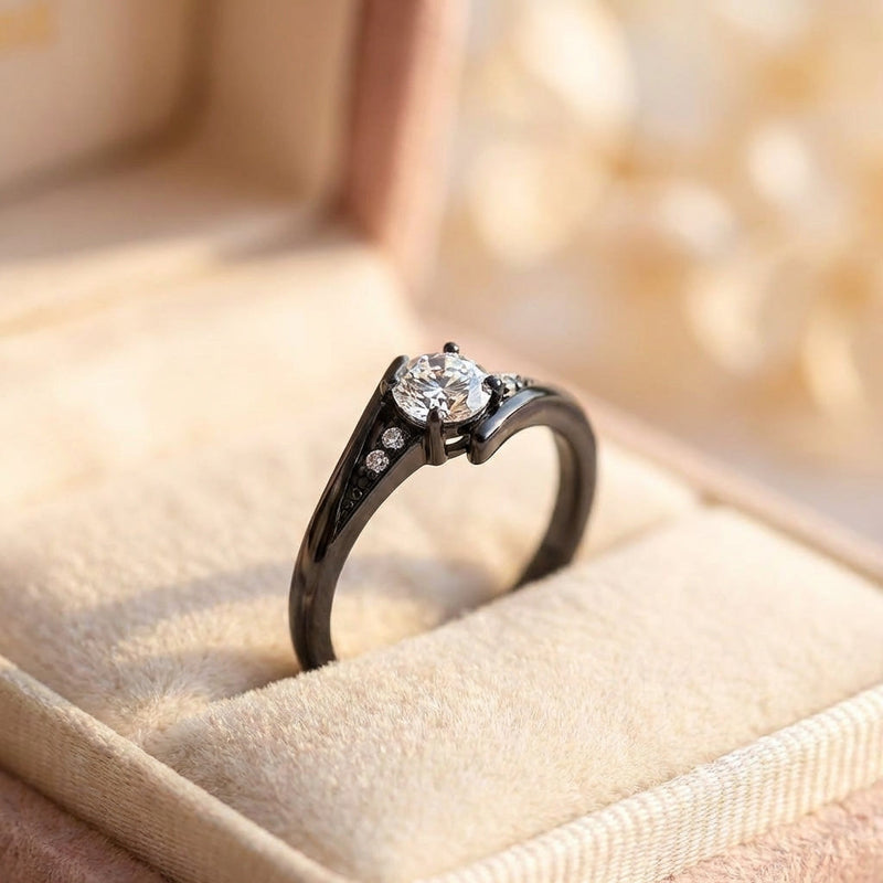 Vintage Black Gold Crystal Ring
