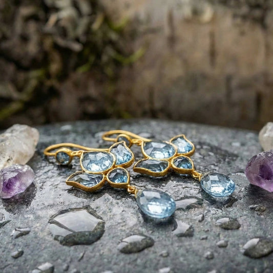 Vintage Blue Crystal Rain Earrings