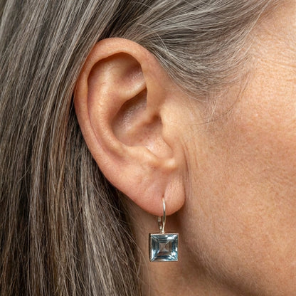 Vintage Blue Cubic Glass Earrings