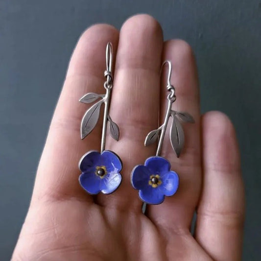 Vintage Blue Flower Earrings