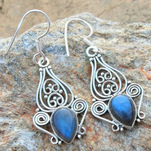 Vintage Blue Labradorite Earrings