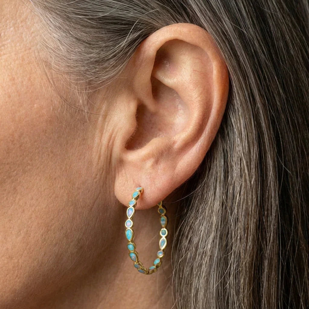 Vintage Blue Opal Earrings