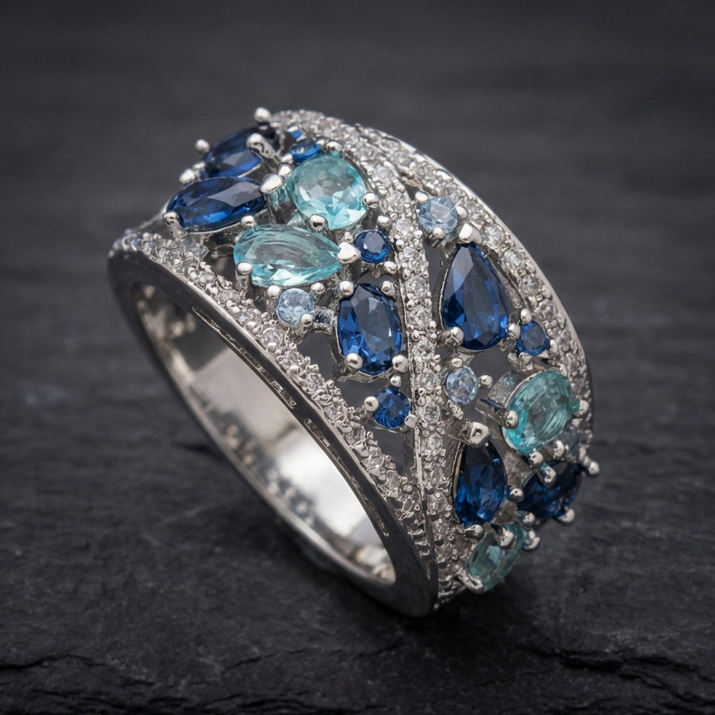 Vintage Blue Zirconia Ring