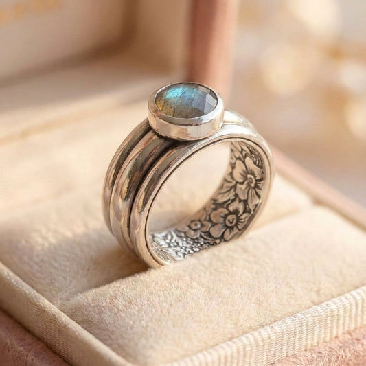 Vintage Blue Stone Layered Ring