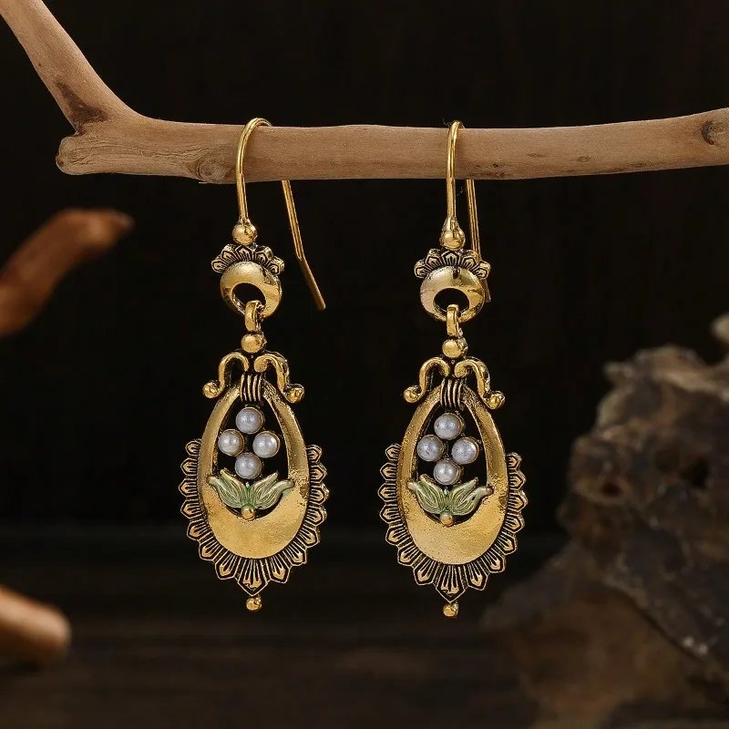 Vintage Bohemian Pearl Earrings