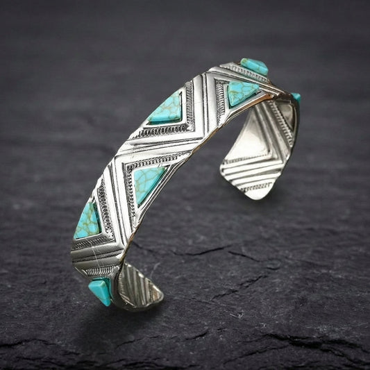 Vintage Bohemian Tribal Turquoise Bangle Bracelet