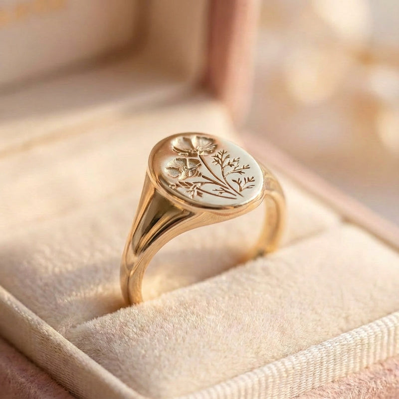Vintage Botanical Signet Ring