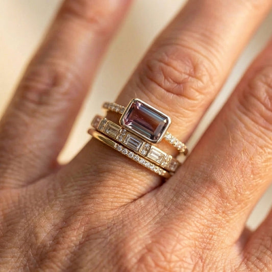 Vintage Bright Glass Ring Set