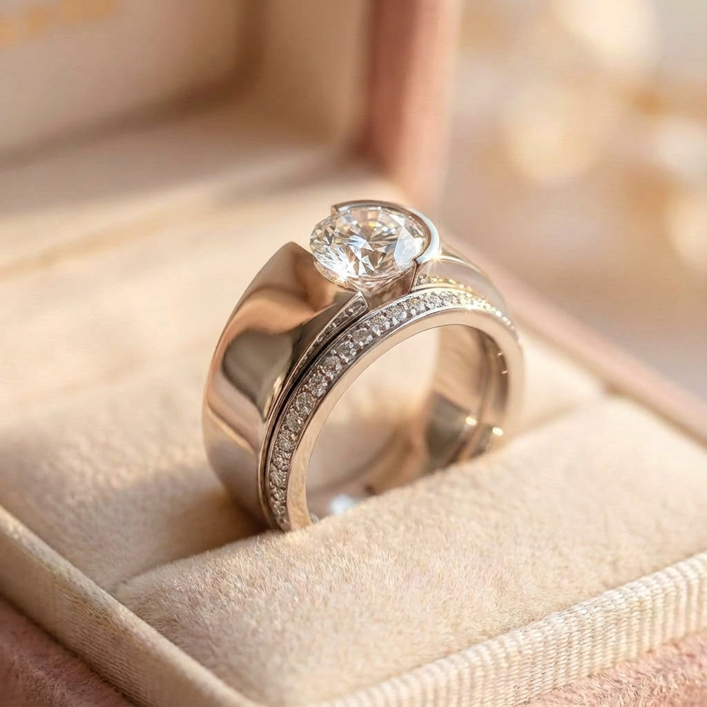 Vintage Bright Zirconia Silvered Ring