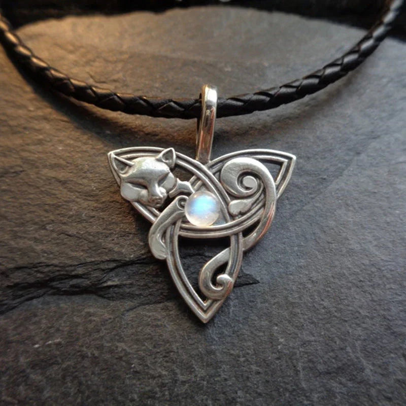 Vintage Celtic Cat Necklace