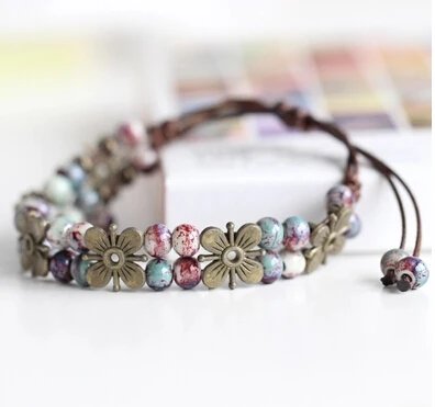 Vintage Ceramic Flower Bracelet