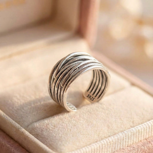 Vintage Chains Adjustable Silver Ring