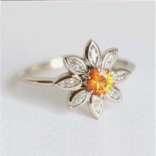 Vintage Citrine Flower Ring